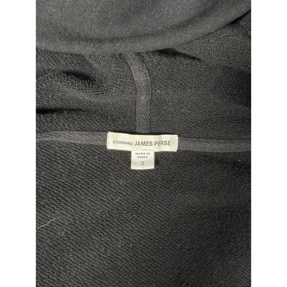 Standard James Perse Womens Black Hidden Zipper Zip‎ Up Hoodie Sweatshirt Size 2 - Picture 8 of 16